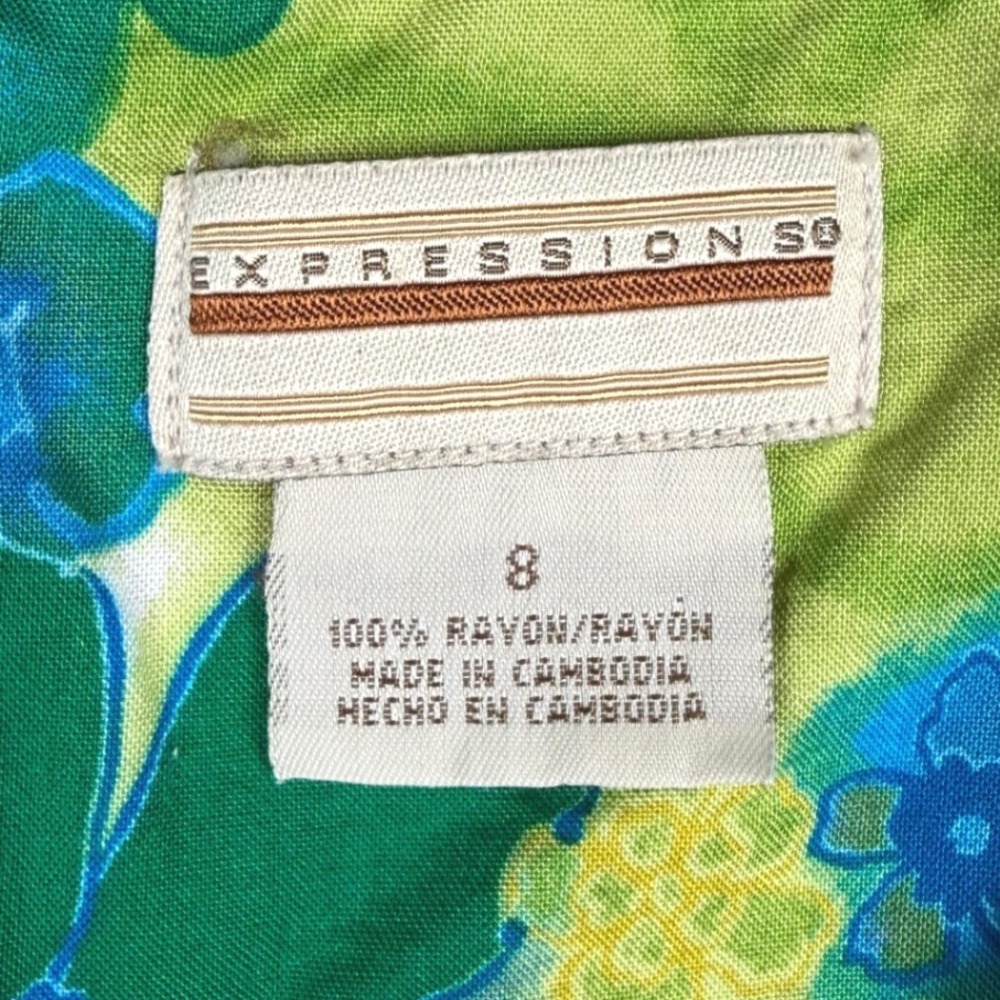 Vintage Expressions 90s Floral Hawaiian Shift Dress Womens 8 Rayon Midi - Picture 5 of 6